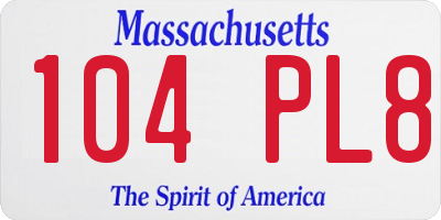 MA license plate 104PL8