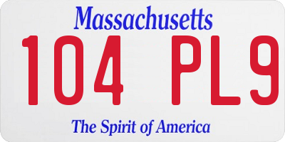 MA license plate 104PL9