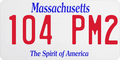 MA license plate 104PM2