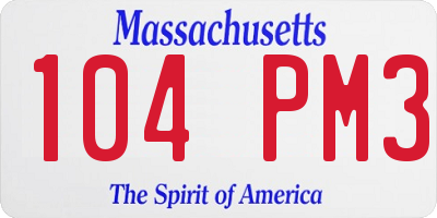 MA license plate 104PM3