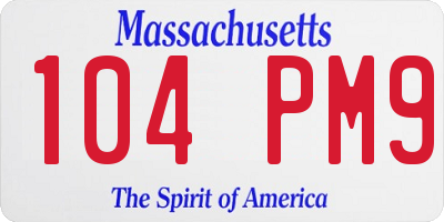 MA license plate 104PM9