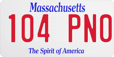 MA license plate 104PN0