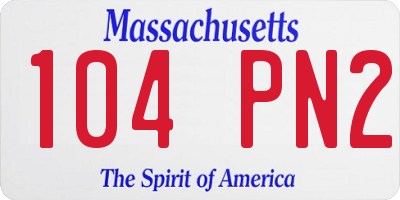 MA license plate 104PN2