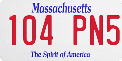 MA license plate 104PN5