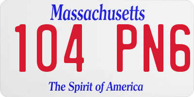 MA license plate 104PN6