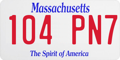 MA license plate 104PN7