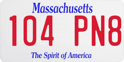 MA license plate 104PN8