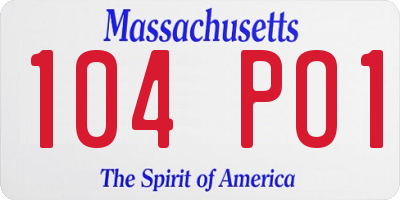 MA license plate 104PO1