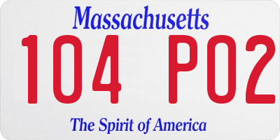 MA license plate 104PO2