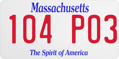 MA license plate 104PO3
