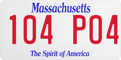 MA license plate 104PO4