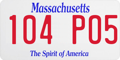 MA license plate 104PO5