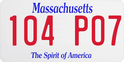 MA license plate 104PO7