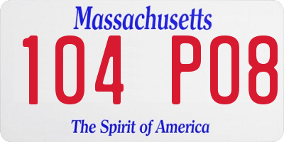 MA license plate 104PO8