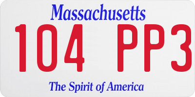 MA license plate 104PP3