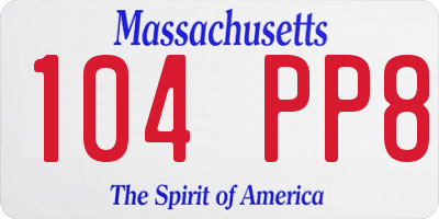 MA license plate 104PP8