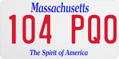 MA license plate 104PQ0