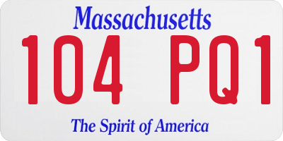 MA license plate 104PQ1