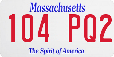 MA license plate 104PQ2