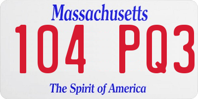 MA license plate 104PQ3