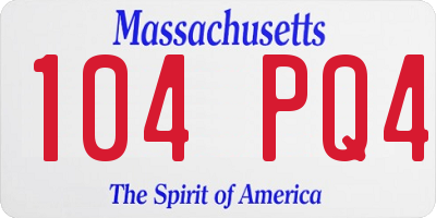 MA license plate 104PQ4