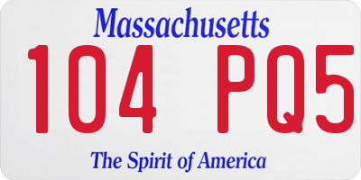 MA license plate 104PQ5