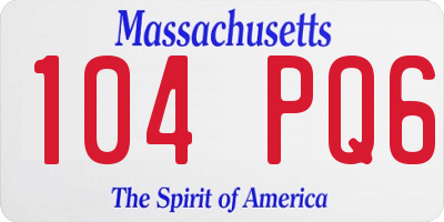 MA license plate 104PQ6