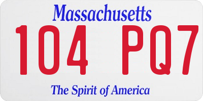 MA license plate 104PQ7