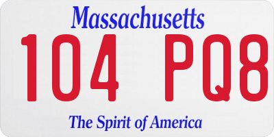 MA license plate 104PQ8
