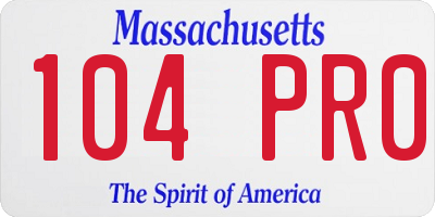 MA license plate 104PR0