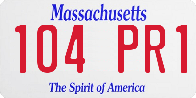 MA license plate 104PR1