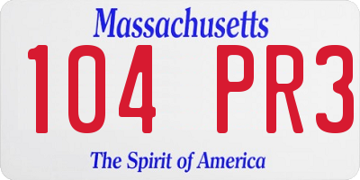 MA license plate 104PR3