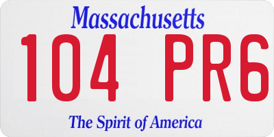 MA license plate 104PR6