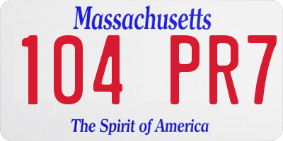 MA license plate 104PR7