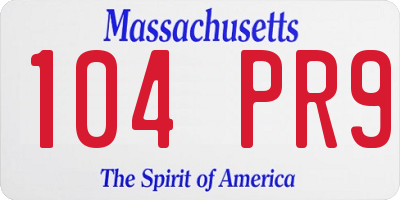 MA license plate 104PR9