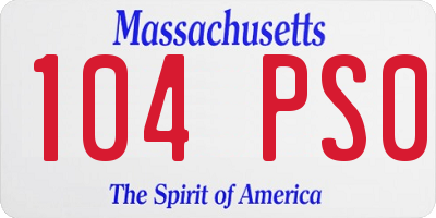 MA license plate 104PS0