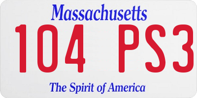 MA license plate 104PS3