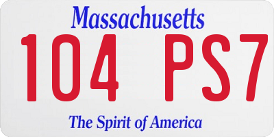 MA license plate 104PS7