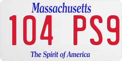 MA license plate 104PS9