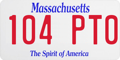 MA license plate 104PT0
