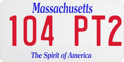 MA license plate 104PT2