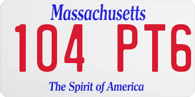 MA license plate 104PT6