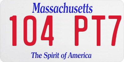 MA license plate 104PT7