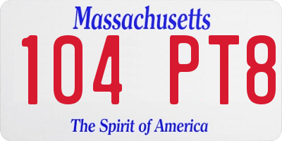 MA license plate 104PT8