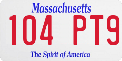 MA license plate 104PT9