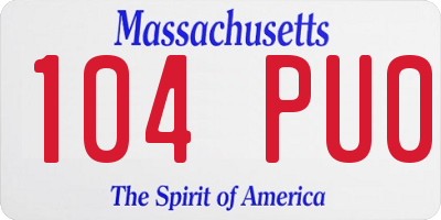 MA license plate 104PU0