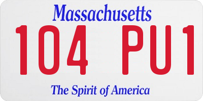 MA license plate 104PU1