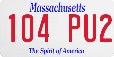 MA license plate 104PU2