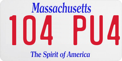 MA license plate 104PU4