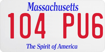 MA license plate 104PU6